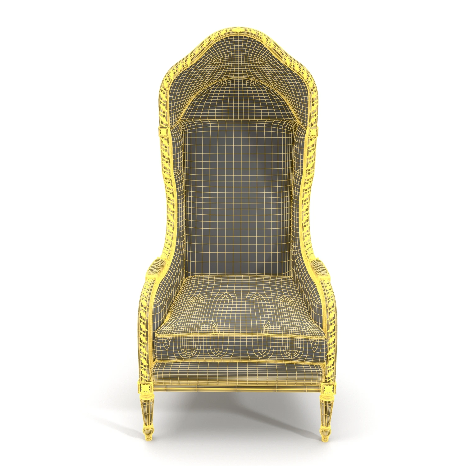 19th Century French Louis XVI Style Walnut Hooded Bergere 3D Model_07